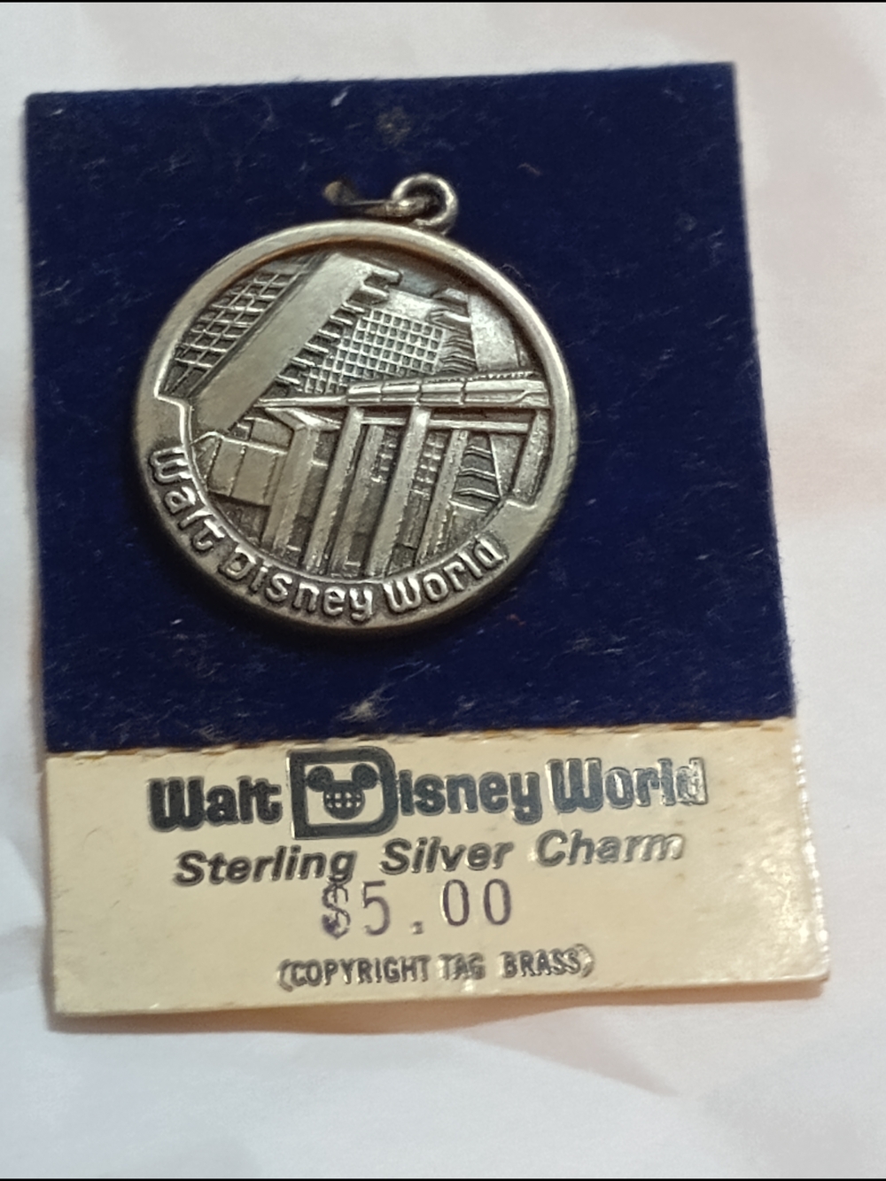 Walt Disney World Sterling Silver Charm - Silver 7/8" Diameter Weight 5.8 Grams.